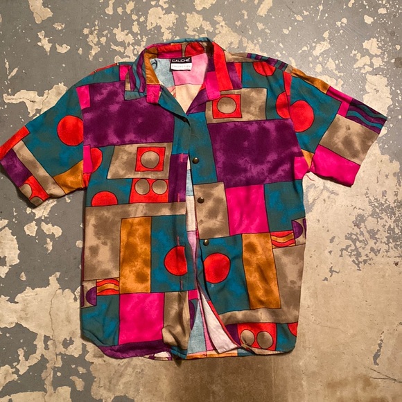Caliche Collection Patterned Multicolored Button-Up Shirt - Medium - Picture 1 of 3